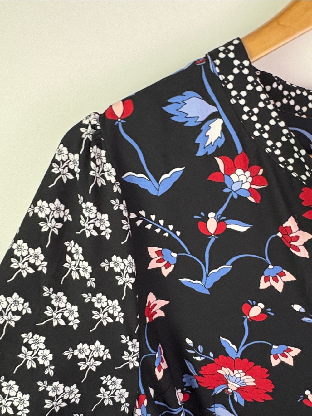 Talbots Floral Tie-Waist Long Sleeve Black Dress size 14p - Picture 6 of 8
